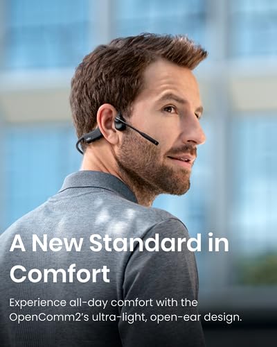 Open-Ear Bone Conduction Wireless Bluetooth Computer Headset with Noise Canceling Mic Q997395