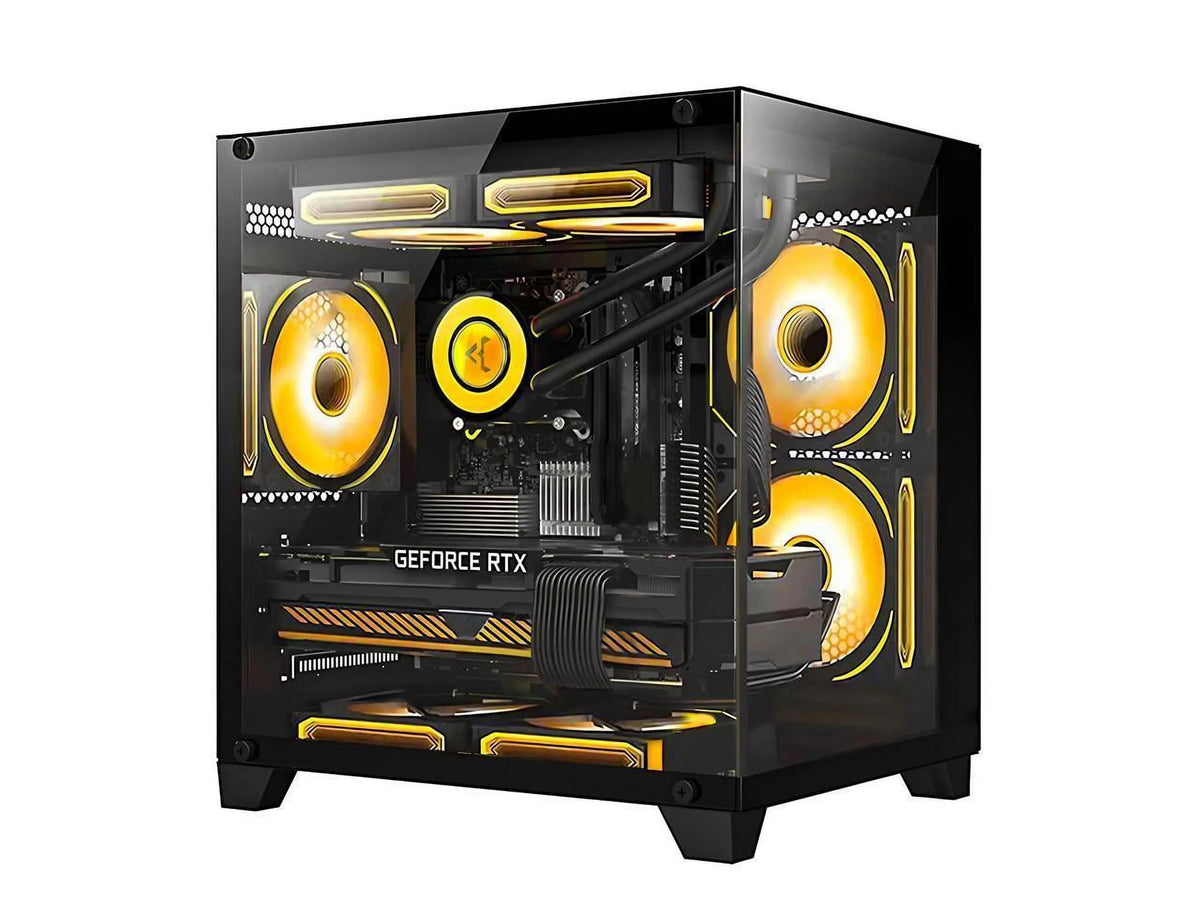 Black Gaming PC with AMD Ryzen 5 5600X RTX 4060TI 16GB 32GB DDR4 RAM 1TB M.2 1TB SATA SSD 240 Liquid Cooler Windows 11 Pro U749346