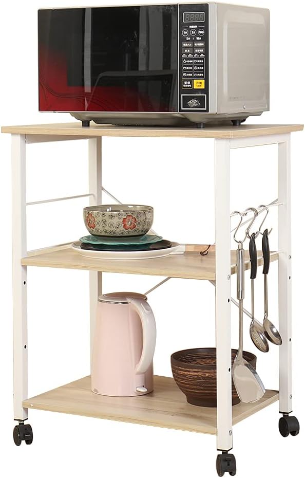 3-Tier Kitchen Baker's Rack with Storage, Black Brown S396