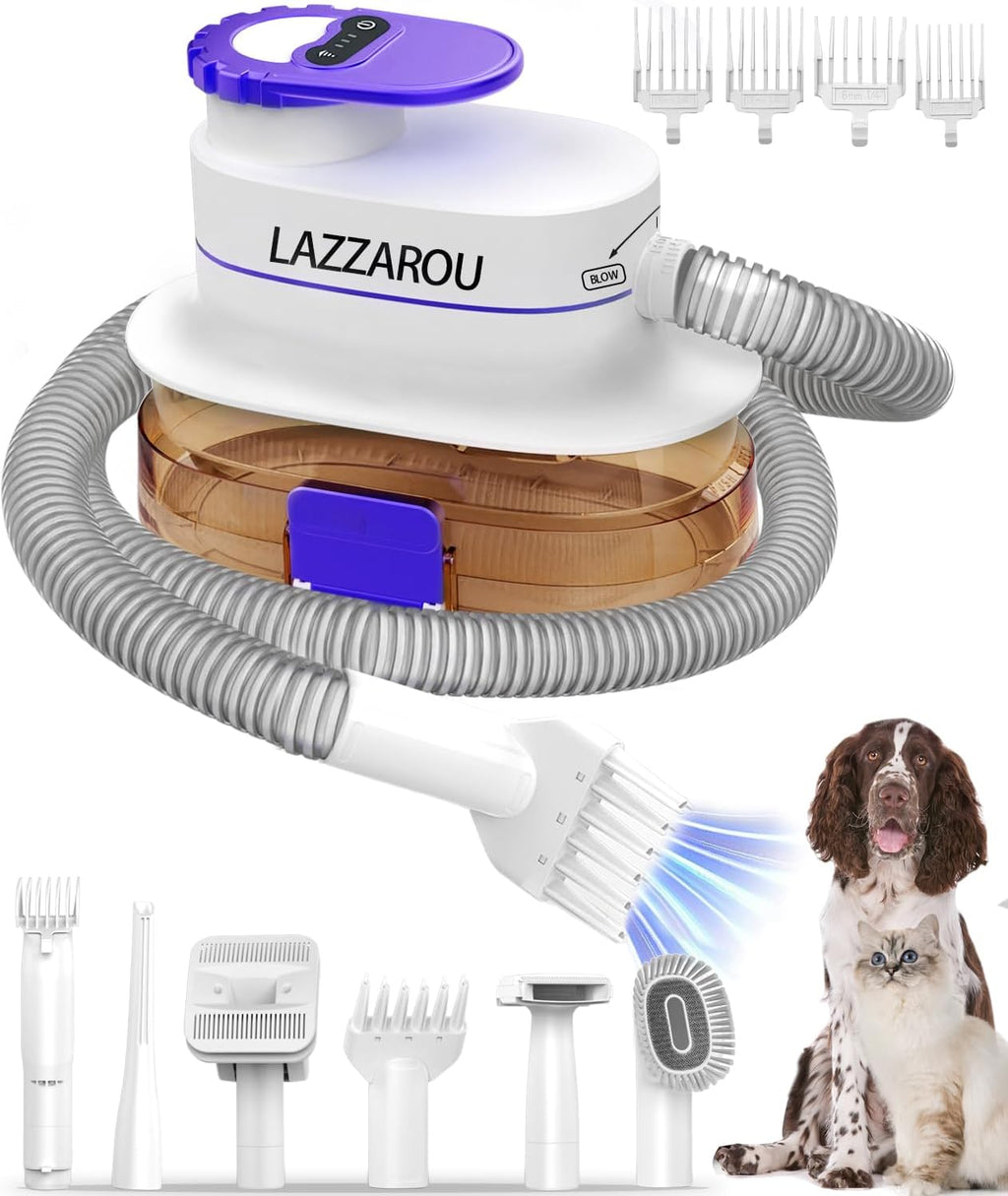 Pet Grooming Kit with 4L Dust Cup, Hair Blower & Electric Clippers, Low Noise Dog Grooming Vacuum I935860