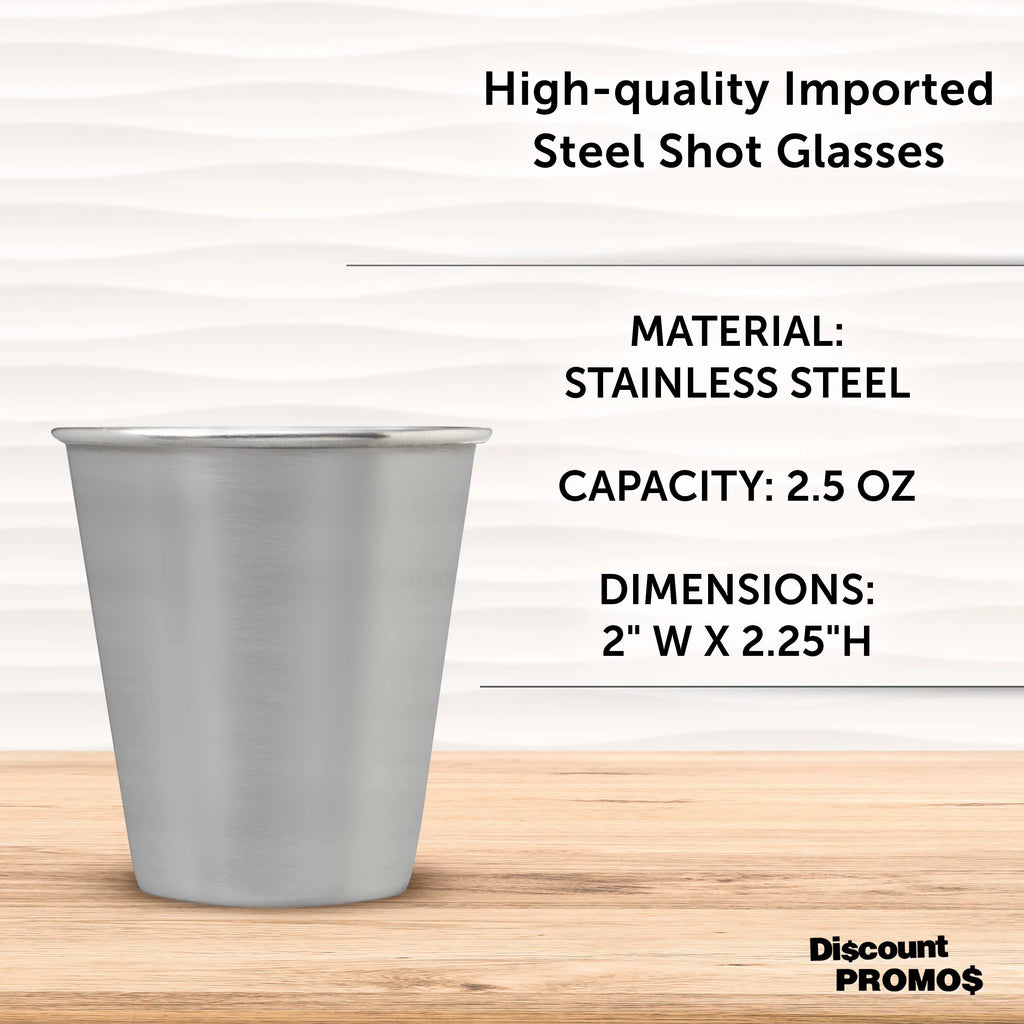 2.5 oz Set of 10 Stainless Steel Shot Glasses C435