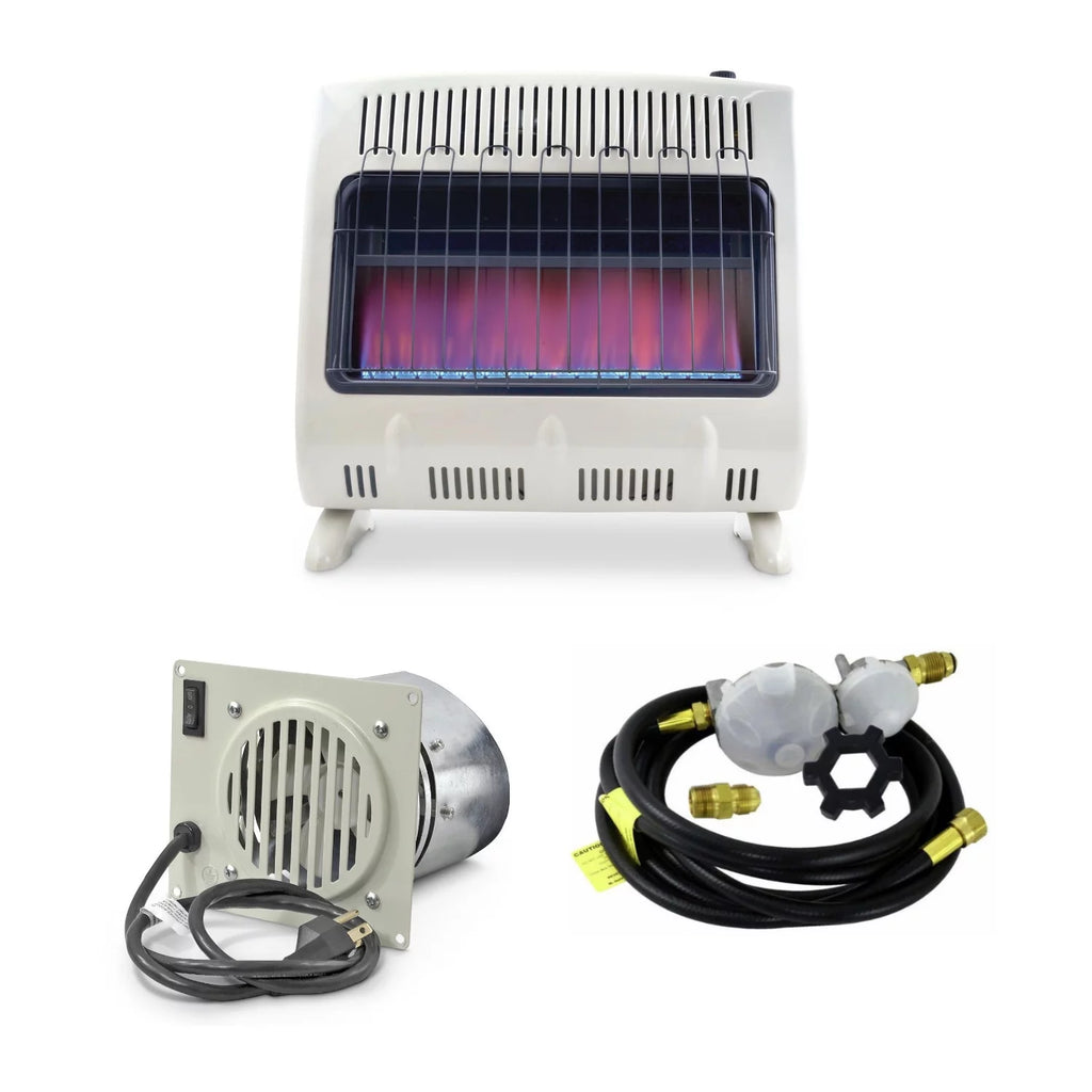 30,000 BTU Unvented Propane Heater with Built In Blower and 12ft Hose Y818
