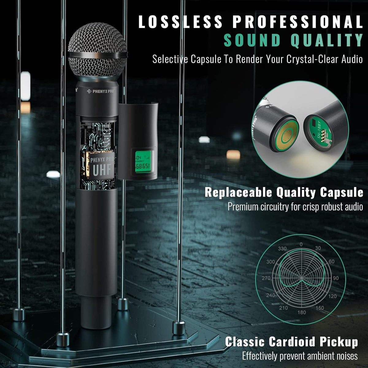 4-Channel UHF Wireless Handheld Dynamic Microphone System Y283699