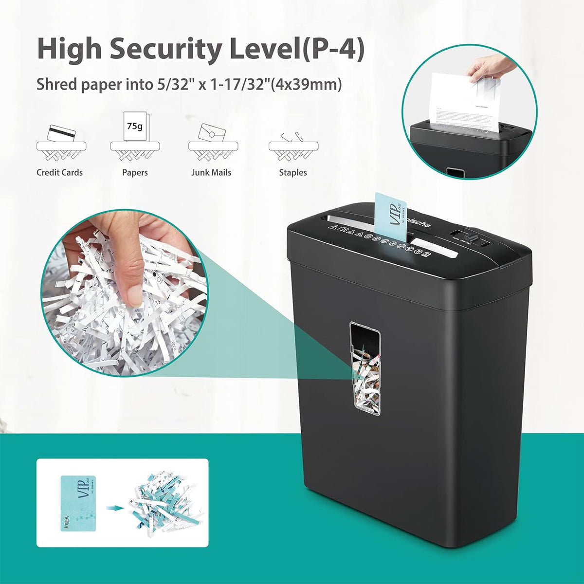 6-Sheet Cross Cut Paper Shredder with Security Lock F48567