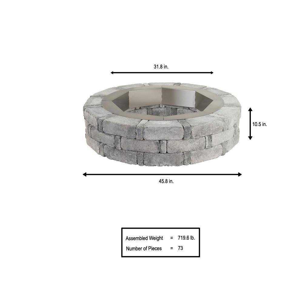 46 x 10.5 in. Round Concrete Fire Pit Kit with Steel Insert I350