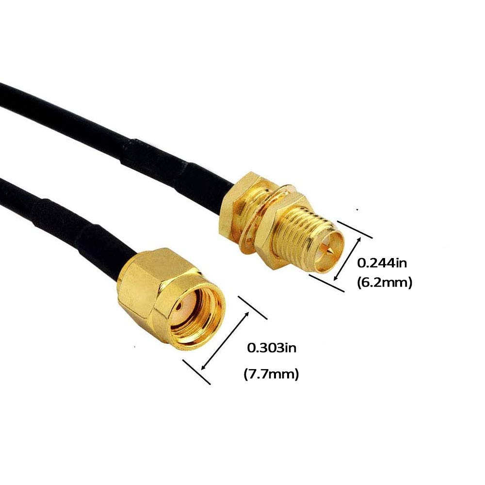2Pack 33ft WiFi Antenna Extension Cable RP-SMA Male to Female Connector B9503