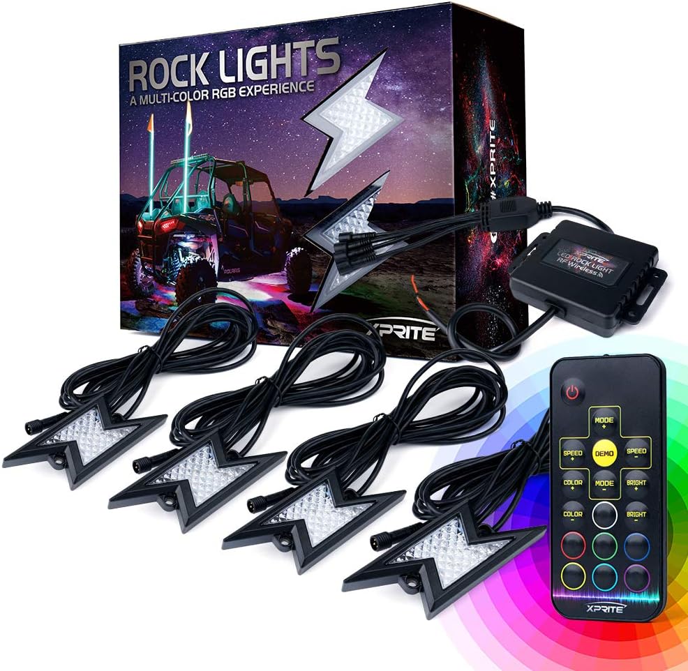 RGB LED Rock Lights Kit with Wireless Remote Control, 6PCS V770911