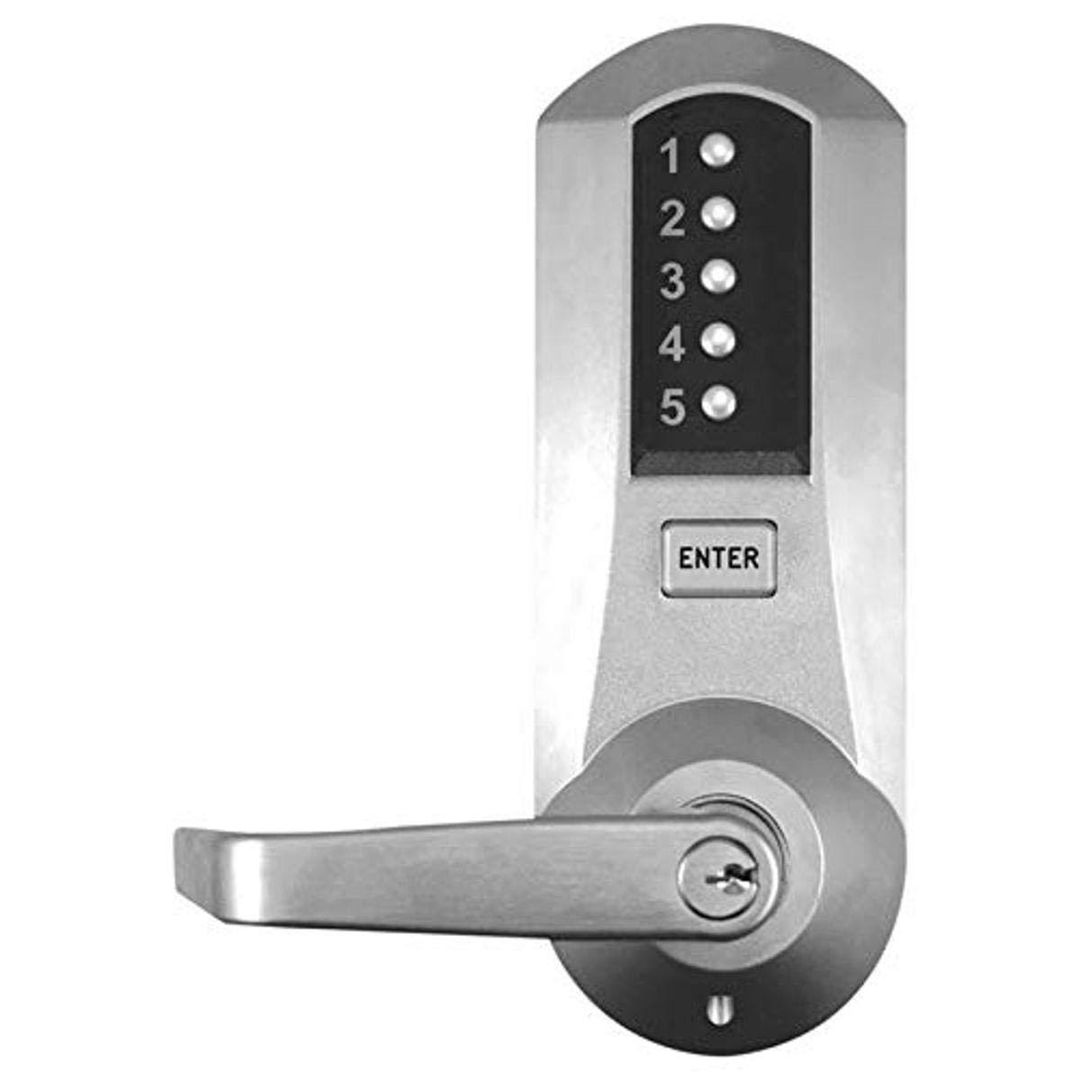 Satin Chrome Push Button Lock with Lever Q8675