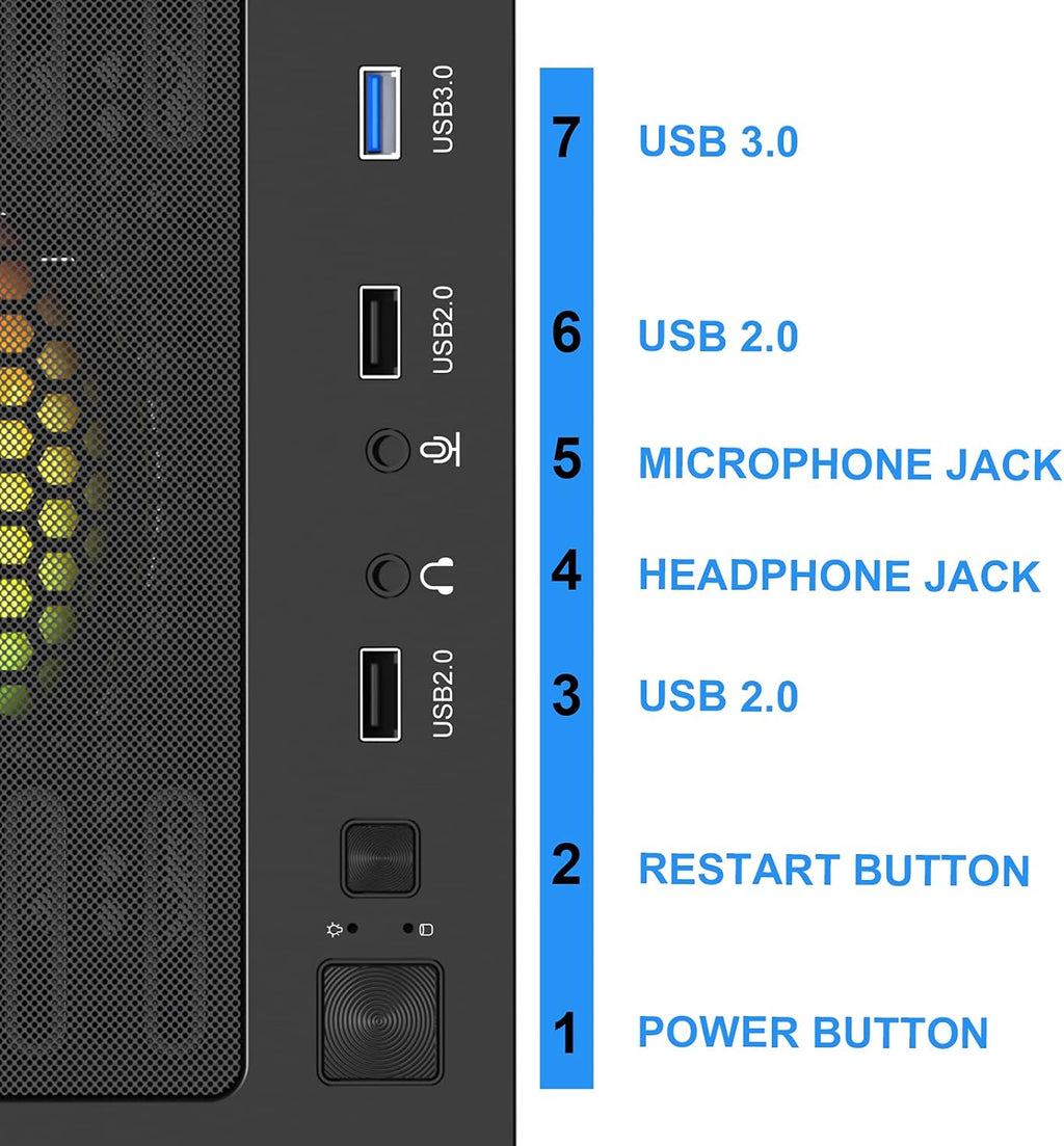 ATX Mid-Tower PC Gaming Case with 6 x 140mm Fans Glass Side Panel Q49077