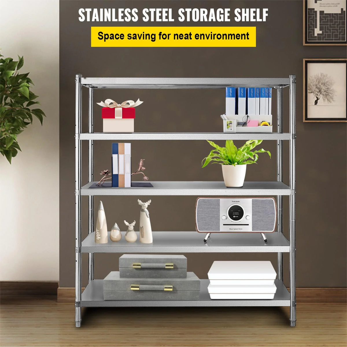 5-Tier Stainless Steel Shelving Unit 60x18.5 inch G74619