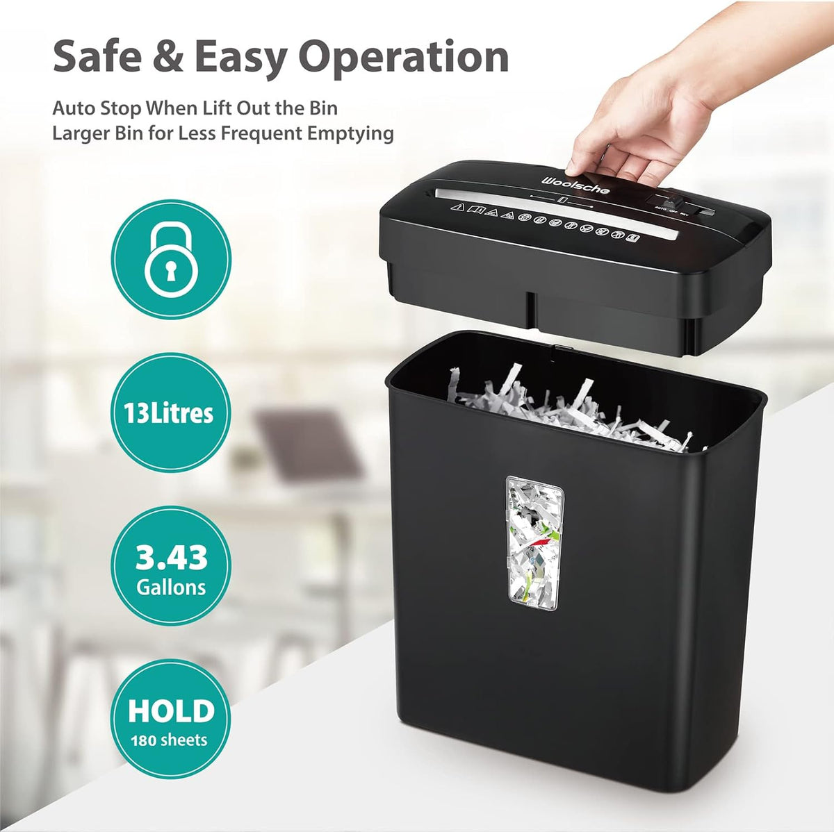 6-Sheet Cross Cut Paper Shredder with Security Lock F48567