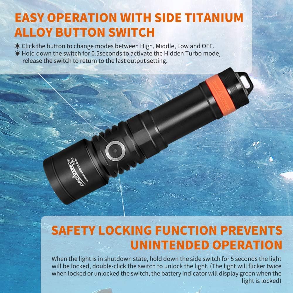 3000 Lumen IP68 Waterproof Underwater Flashlight E6971