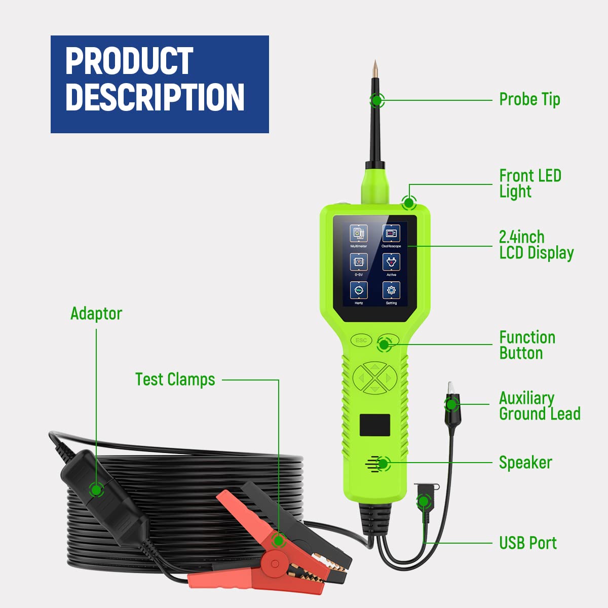 9-30v Automotive Circuit Tester 12v 24v Power Probe Test Tool H643767