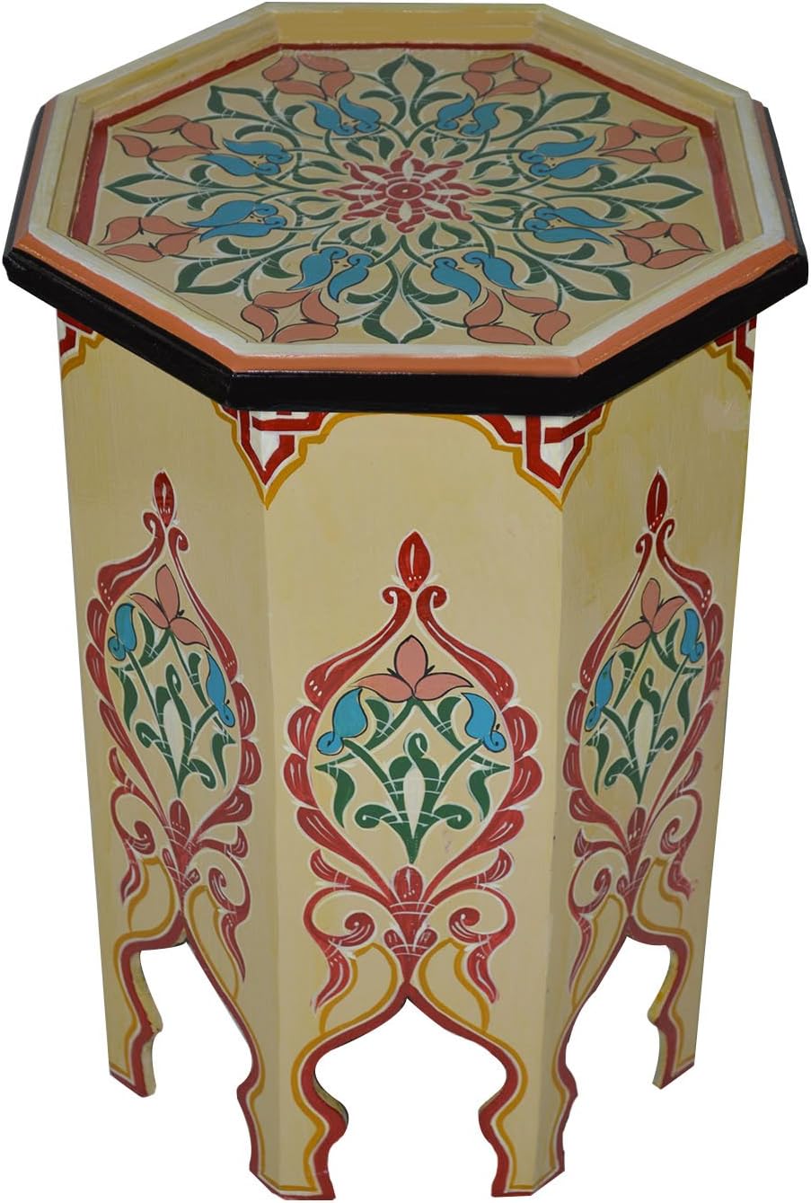 Hand Painted Beige Wood Side Table V497128