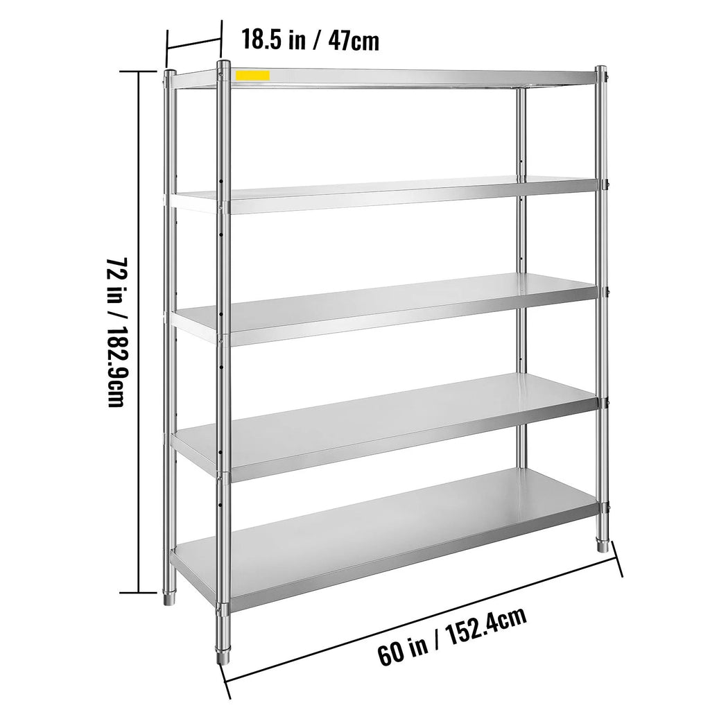 5-Tier Stainless Steel Shelving Unit 60x18.5 inch G74619