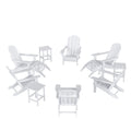 12 Piece White Adirondack Chairs Set with Ottoman and Side Table L613