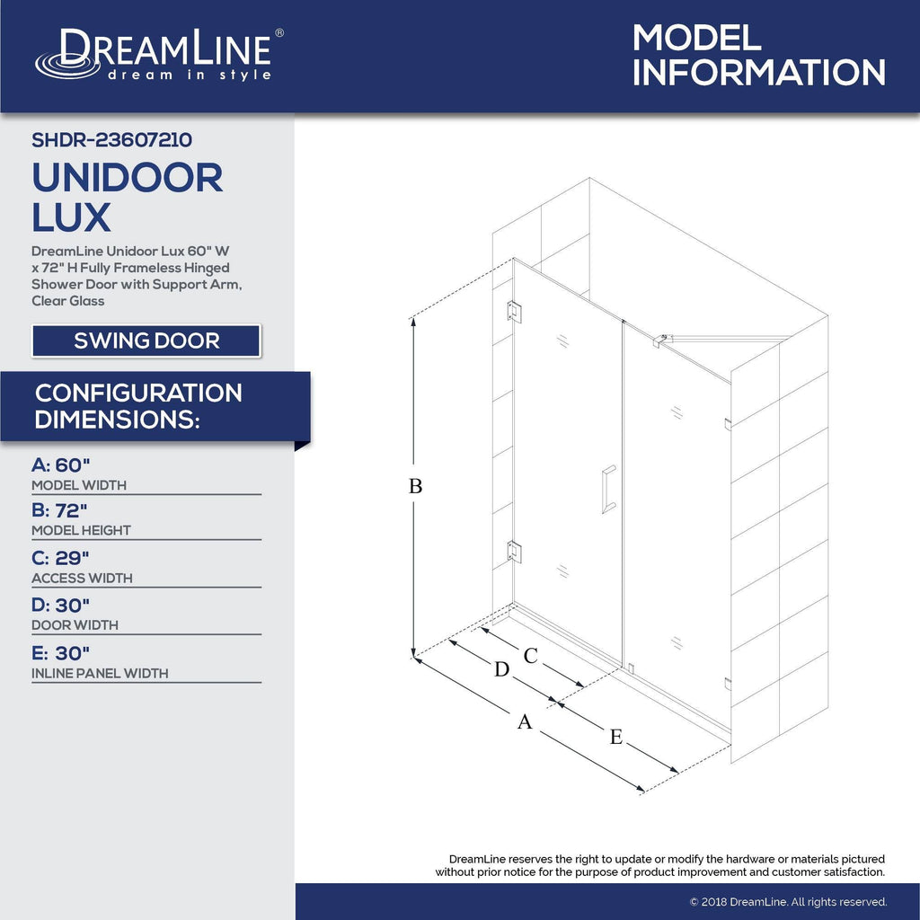 Frameless Hinged Brushed Nickel Shower Door K89668