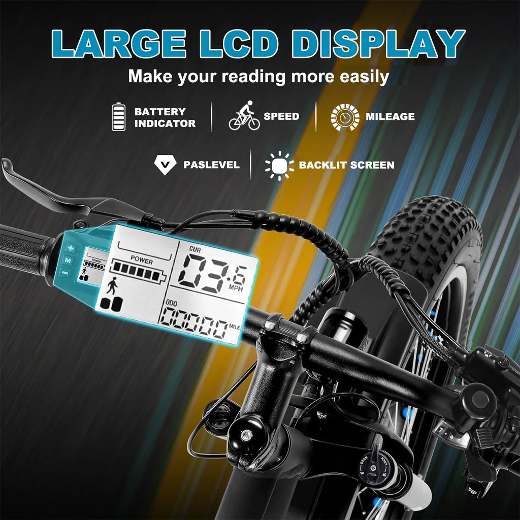 48V 1000W Dual Motors 26 x 4 Fat Tire 7-Speed Electric Mountain Bike N62533