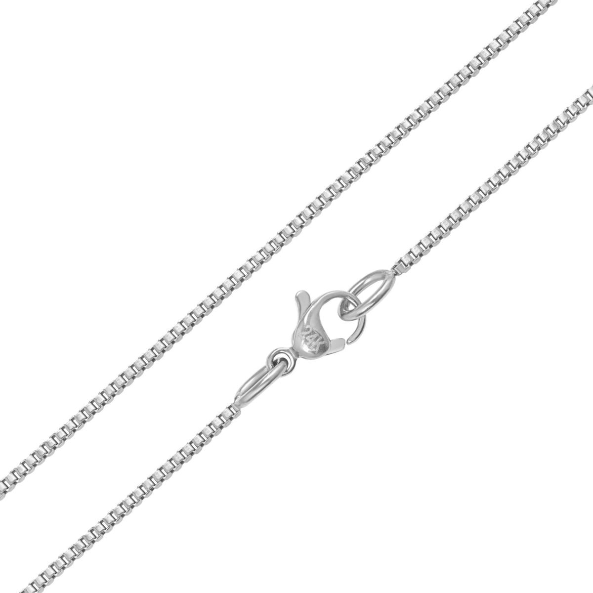 White Gold Over Stainless Steel Box Chain Necklace M610