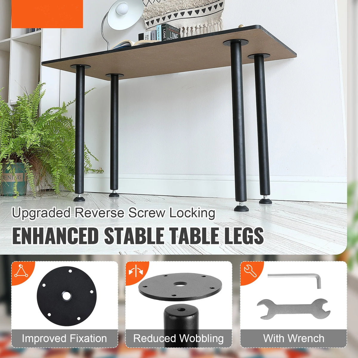 28" Solid Steel Adjustable Desk Legs Set of 4 Black M5110