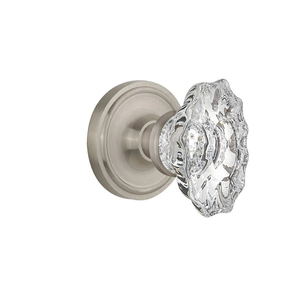 Chateau Privacy Door Knob with Classic Rosette Satin Nickel Q195