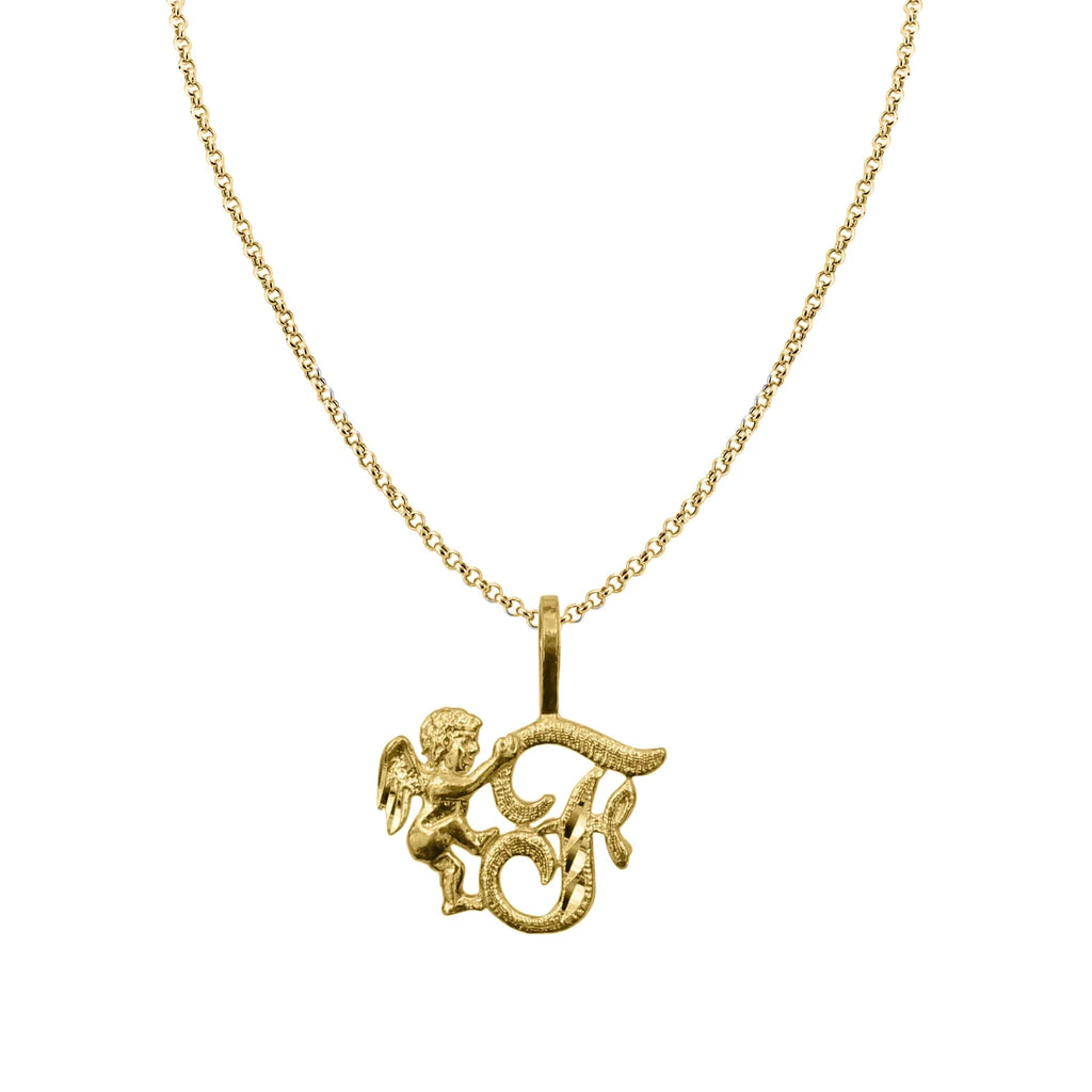 14K Yellow Gold Cherub Pendant Necklace with 18" Chain Q855121