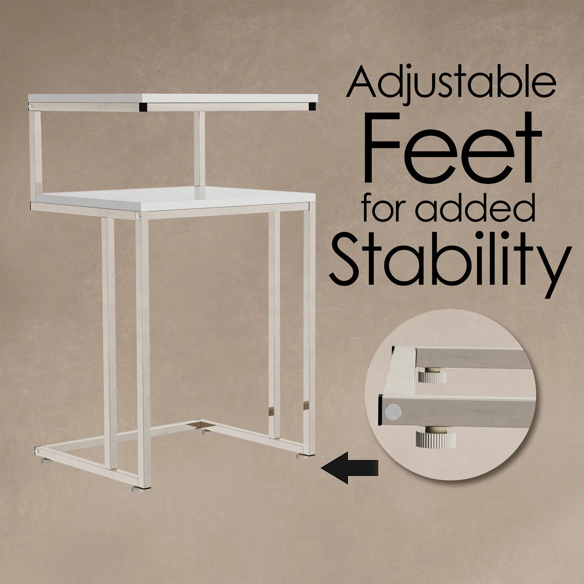 White 2-Tier C-Shaped Side Table H54112