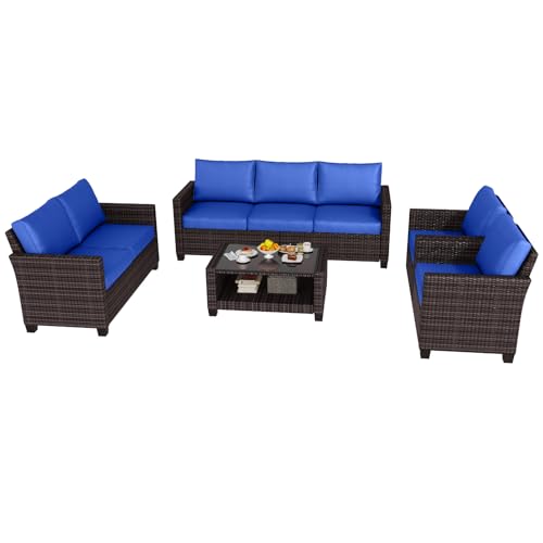 5-Piece PE Rattan Sectional Sofa Set with Storage Table I2459