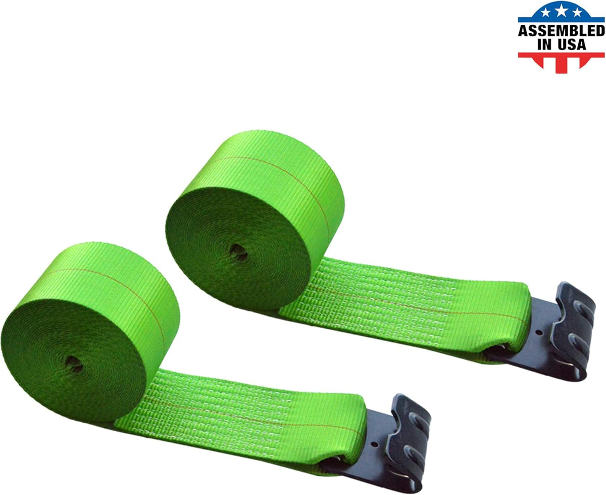 4 - Pack Yellow Heavy Duty Tie-Down Winch Strap with Flat Hooks N55276