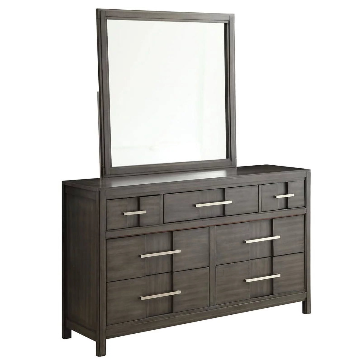 Gray 2-Piece Wood Dresser and Mirror U215817