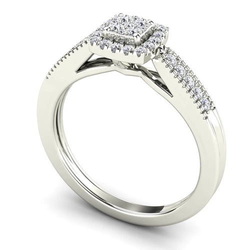 10K White Gold Diamond Square Frame Engagement Ring D4504