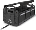 Black Foldable Car Trunk Organizer with Non-Slip Waterproof Bottom, 3 Compartments, Pack of 2 R442501