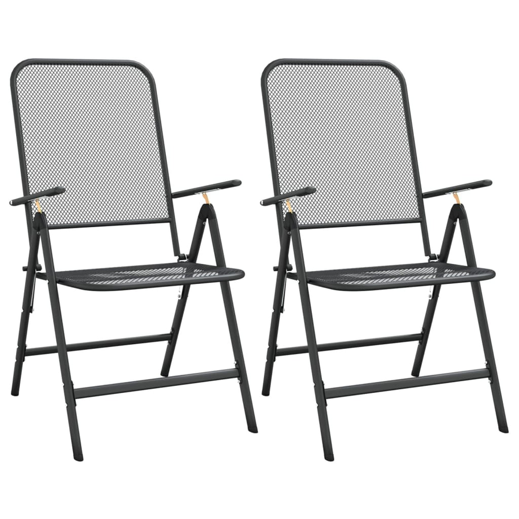 Folding Patio Chairs 2 pcs Metal Mesh Anthracite B3213