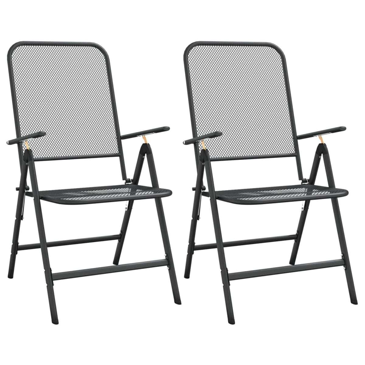 Folding Patio Chairs 2 pcs Metal Mesh Anthracite B3213