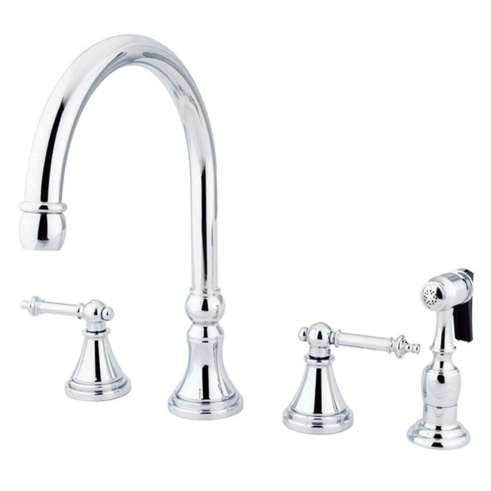 Polished Chrome Kitchen Faucet with Brass Sprayer P2179