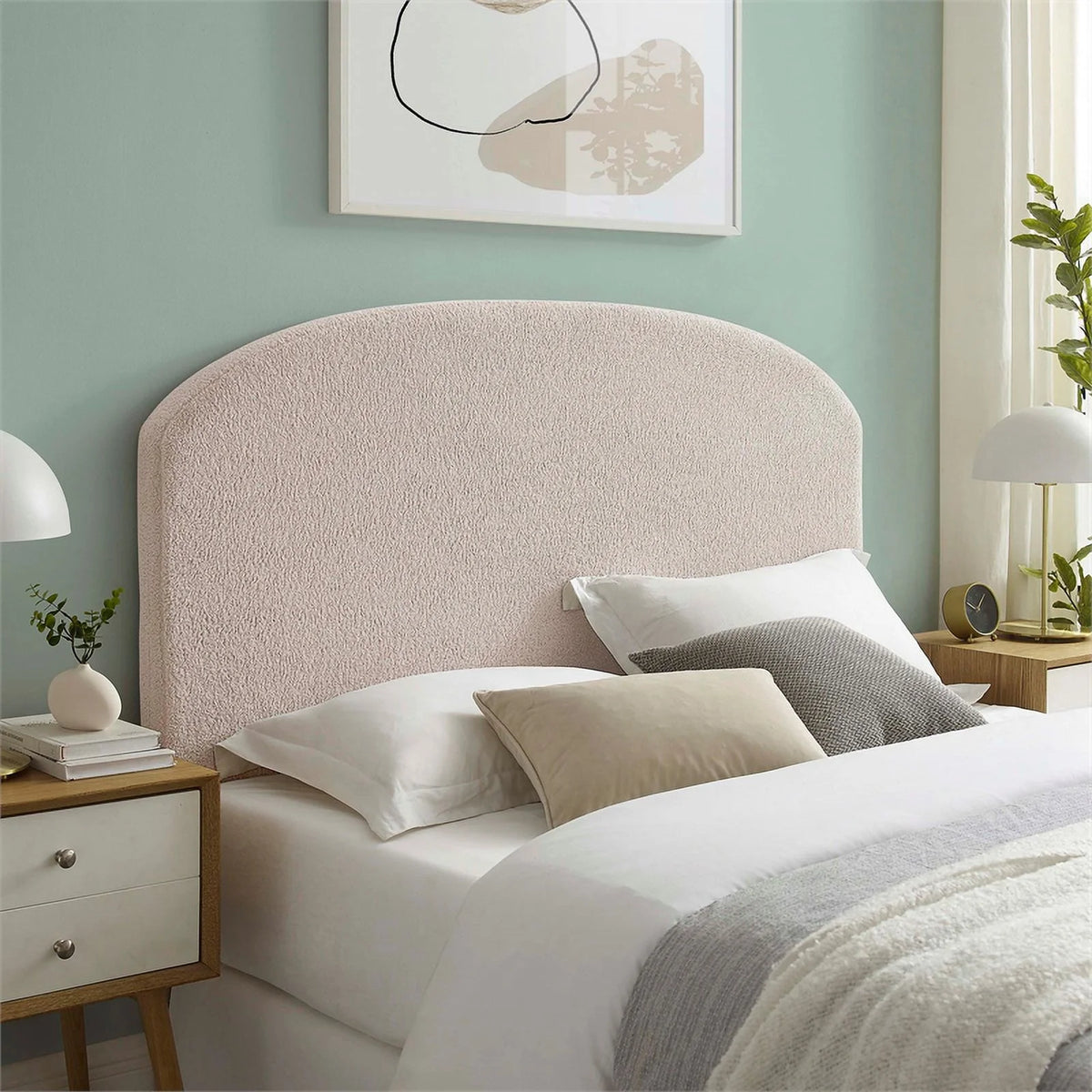 Off White Sherpa Upholstered Headboard Y3980