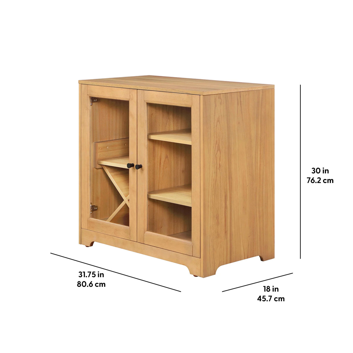 Natural Oak Bar Cabinet with Solid Wood Frame O505