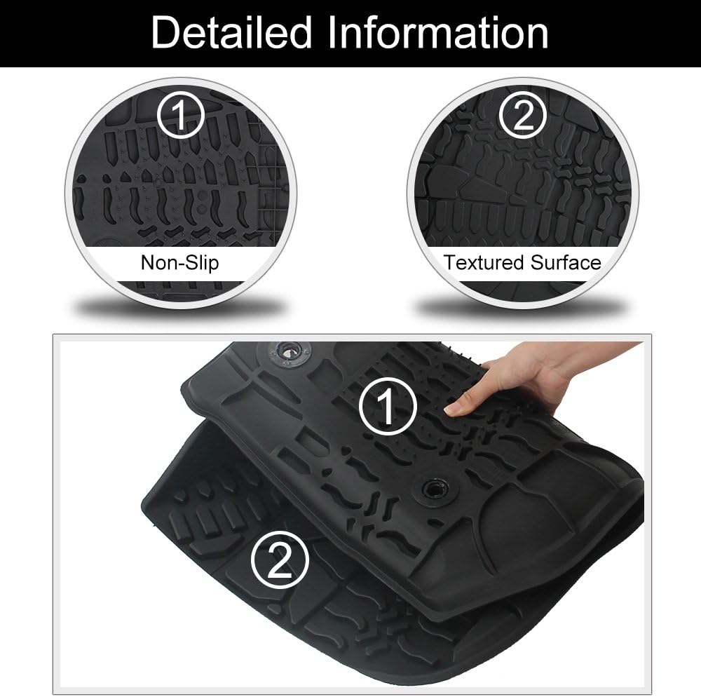 Black Front Row TPE Floor Mat Set for 2014-2018 Jeep Wrangler JK JKU D4356