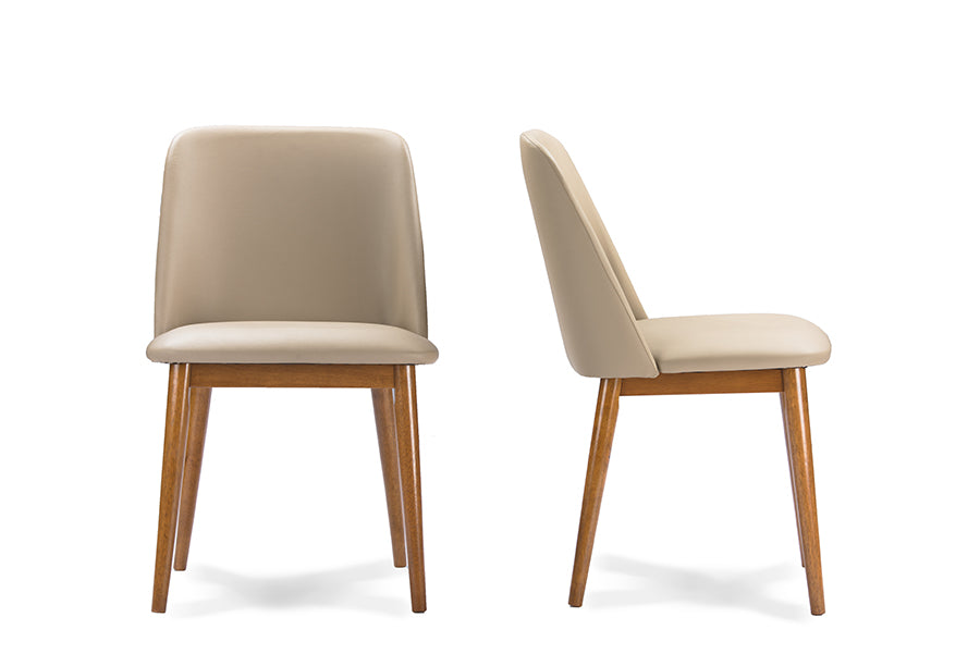 Light Brown and Beige Faux Leather Dining Chair (Set of 2) Z359