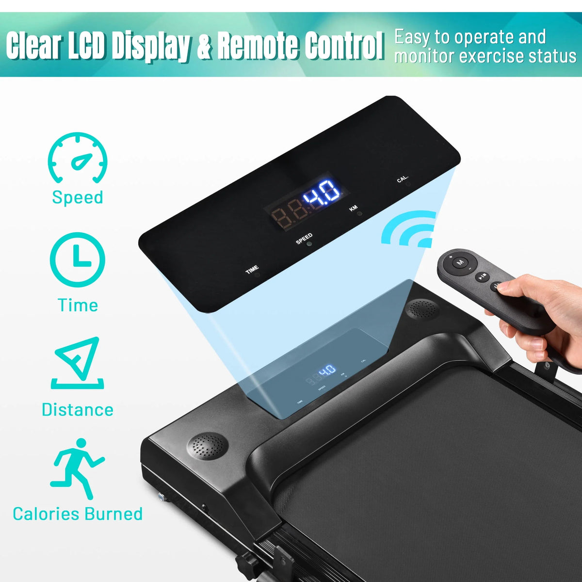 White Folding Electric Treadmill with LCD Display U579