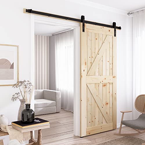 6FT Sliding Barn Door Hardware Kit Black F476