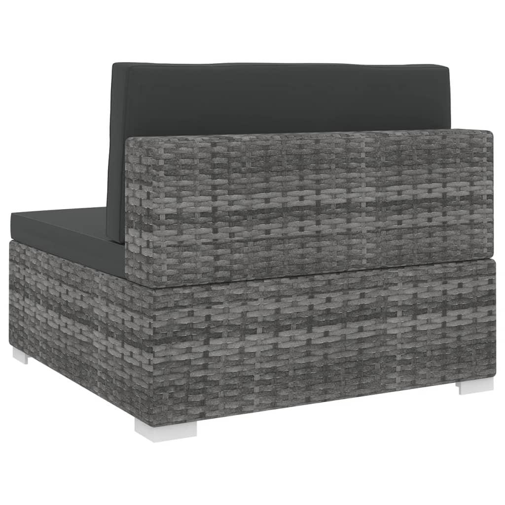 Gray Poly Rattan Sectional Middle Seat with Cushions J72022