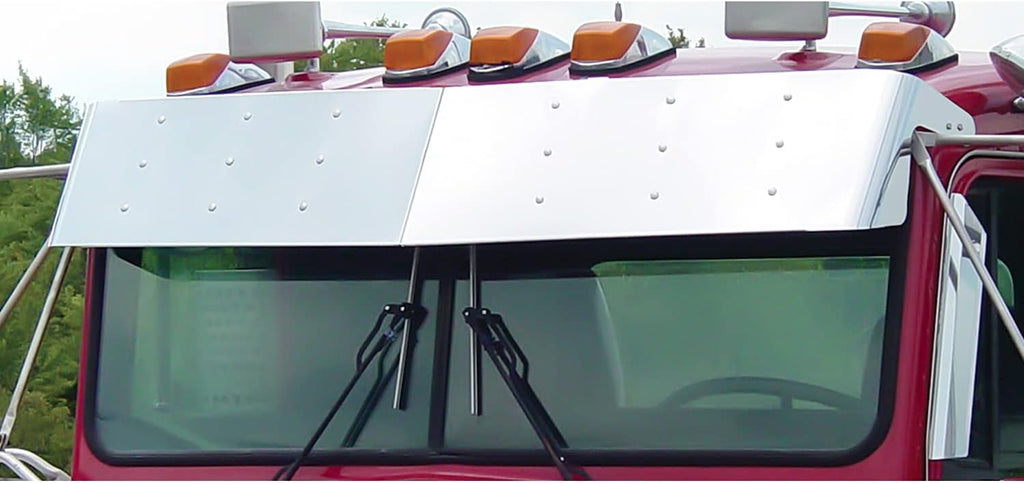 Stainless Steel 12” Drop Visor for Kenworth W900 Style Cab D853