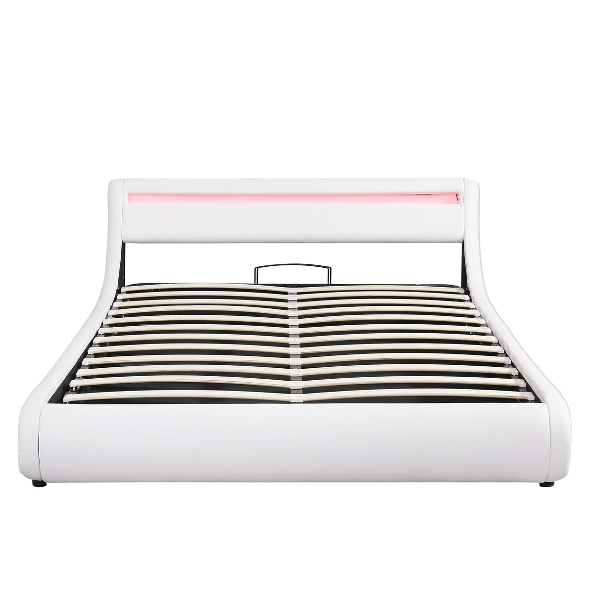 Queen Faux Leather Upholstered Platform Bed Frame with LED Lights Headboard O135662