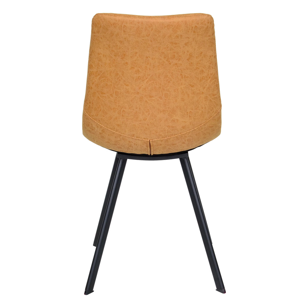 Light Brown Leather Dining Chair With Metal Legs X207149