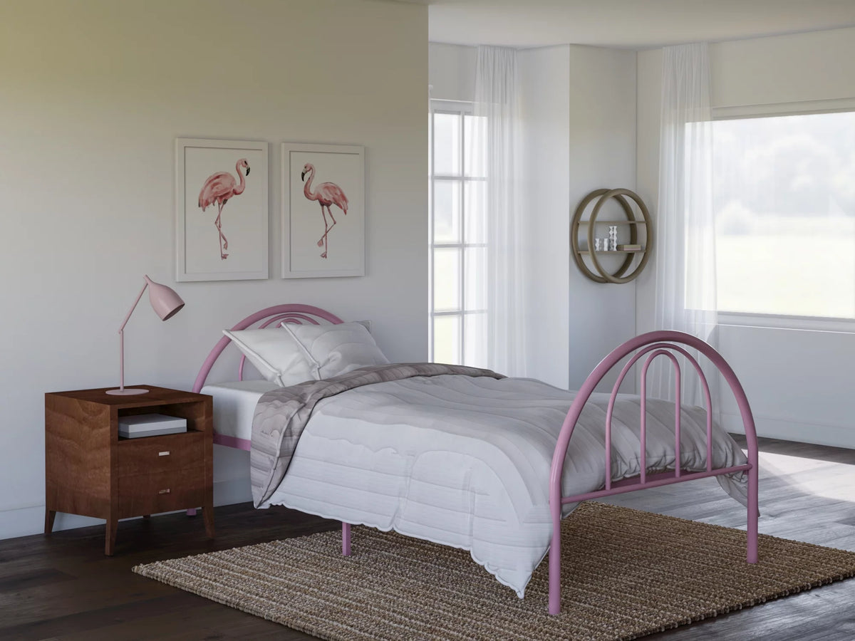 Pink Twin Metal Bed K65604