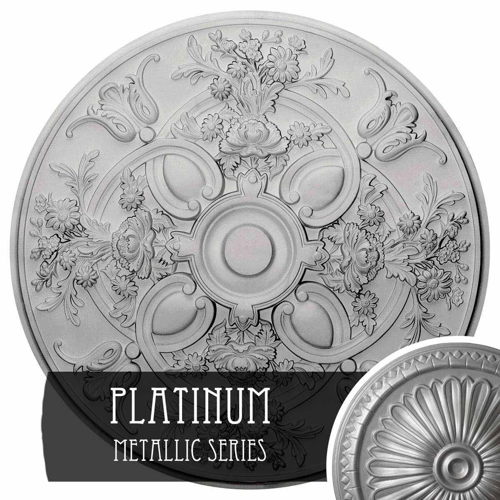 31 1/4x22OD x 2 1/4x22P Hand-Painted Platinum Ceiling Medallion L9985