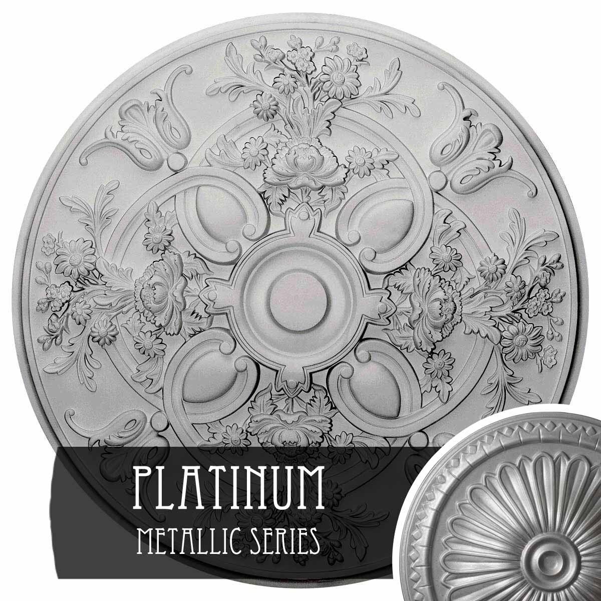 31 1/4x22OD x 2 1/4x22P Hand-Painted Platinum Ceiling Medallion L9985
