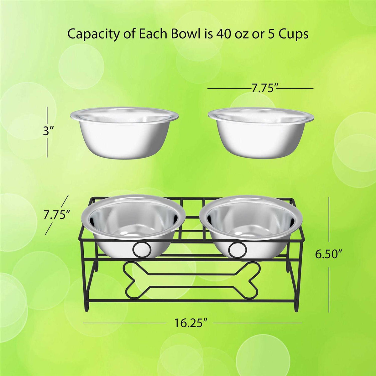 Modern Double Elevated Dog Bowls D50811