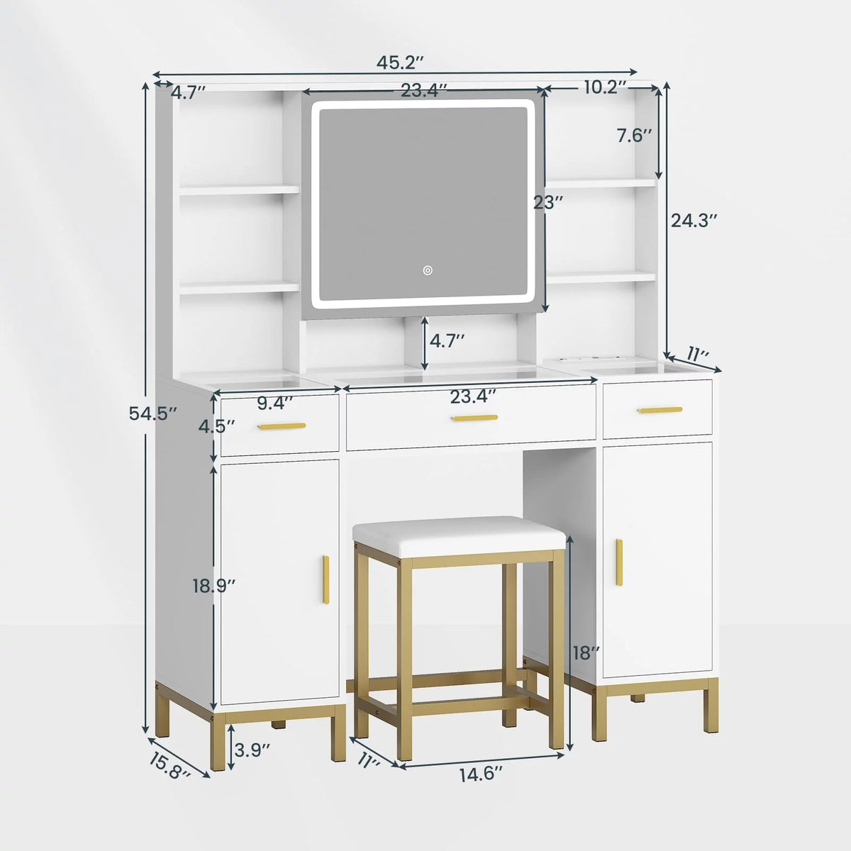 White Makeup Vanity Set with Lights and Mirror Y6111